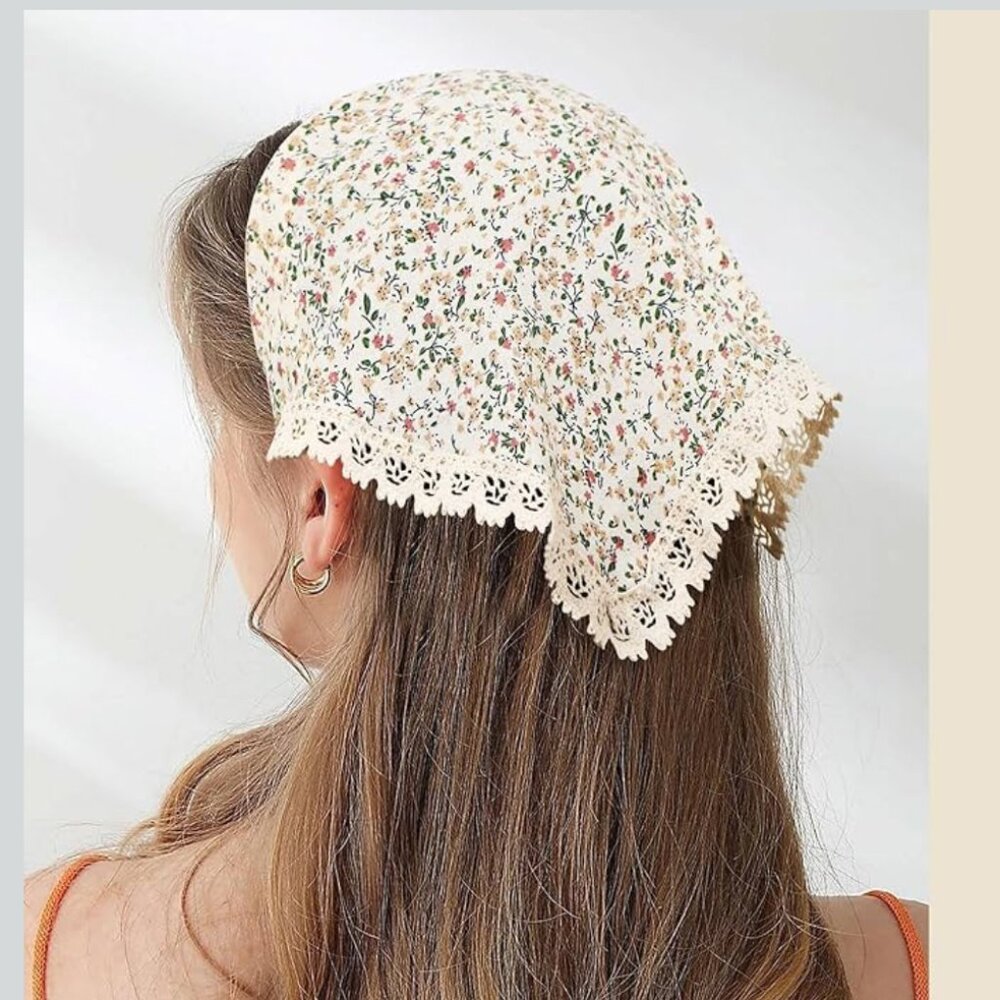 Boho Lace Daisy Floral Hair Bandana Head Kerchief for Women Girls (SKU: 264MI)